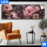 Leuchtbild Hellrosa Blumen Panorama Produktvorschau mit dem Bild Hellrosa Blumen im Format Panorama.