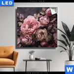 Leuchtbild Hellrosa Blumen Quadrat Produktvorschau mit dem Bild Hellrosa Blumen im Format Quadrat.