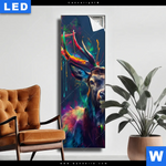 Leuchtbild Hirsch Im Leuchtenden Farbmix Schmal Produktvorschau mit dem Bild Hirsch im leuchtenden Farbmix im Format Schmal.