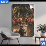 Leuchtbild Hirsch Mit Floralem Geweih Hochformat Produktvorschau mit dem Bild Hirsch mit floralem Geweih im Format Hochformat.