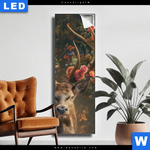 Leuchtbild Hirsch Mit Floralem Geweih Schmal Produktvorschau mit dem Bild Hirsch mit floralem Geweih im Format Schmal.