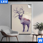 Leuchtbild Hirsch Wald No 1 Hochformat Produktvorschau mit dem Bild Hirsch & Wald No.1 im Format Hochformat.