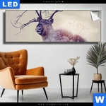 Leuchtbild Hirsch Wald No 1 Panorama Produktvorschau mit dem Bild Hirsch & Wald No.1 im Format Panorama.