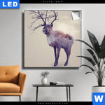 Leuchtbild Hirsch Wald No 1 Quadrat Produktvorschau mit dem Bild Hirsch & Wald No.1 im Format Quadrat.