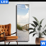 Leuchtbild Holzsteg Duenen Schmal Produktvorschau mit dem Bild Holzsteg & Dünen im Format Schmal.