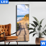 Leuchtbild Holztreppe Zum Einsamen Strand Schmal Produktvorschau mit dem Bild Holztreppe zum einsamen Strand im Format Schmal.