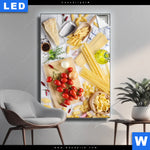 Leuchtbild Italienische Pasta Vielfalt Hochformat Produktvorschau mit dem Bild Italienische Pasta Vielfalt im Format Hochformat.