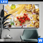 Leuchtbild Italienische Pasta Vielfalt Querformat Produktvorschau mit dem Bild Italienische Pasta Vielfalt im Format Querformat.