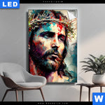Leuchtbild Jesus Christus Mit Dornenkrone Hochformat Produktvorschau mit dem Bild Jesus Christus mit Dornenkrone im Format Hochformat.