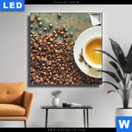 Leuchtbild Kaffee Genuss Quadrat Produktvorschau mit dem Bild Kaffee-Genuss im Format Quadrat.