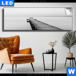 Leuchtbild Kalter Morgen Am Meer Panorama Produktvorschau mit dem Bild Kalter Morgen am Meer im Format Panorama.