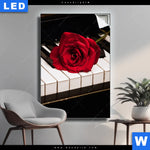 Leuchtbild Klavier Rose Hochformat Produktvorschau mit dem Bild Klavier & Rose im Format Hochformat.