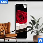 Leuchtbild Klavier Rose Schmal Produktvorschau mit dem Bild Klavier & Rose im Format Schmal.