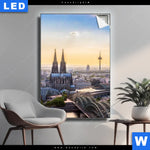 Leuchtbild Koelner Skyline Hochformat Produktvorschau mit dem Bild Kölner Skyline im Format Hochformat.