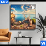 Leuchtbild Kuestenlandschaft Mit Altem Baum Quadrat Produktvorschau mit dem Bild Küstenlandschaft mit altem Baum im Format Quadrat.