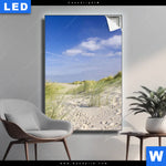 Leuchtbild Kuestenwanderung Durch Sandduenen Hochformat Produktvorschau mit dem Bild Küstenwanderung durch Sanddünen im Format Hochformat.