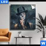 Leuchtbild La Calavera Catrina Quadrat Produktvorschau mit dem Bild La Calavera Catrina im Format Quadrat.