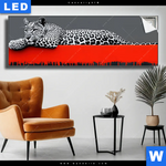 Leuchtbild Leopard Eleganz Trifft Abstraktion Panorama Produktvorschau mit dem Bild Leopard - Eleganz trifft Abstraktion im Format Panorama.