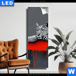 Leuchtbild Leopard Eleganz Trifft Abstraktion Schmal Produktvorschau mit dem Bild Leopard - Eleganz trifft Abstraktion im Format Schmal.