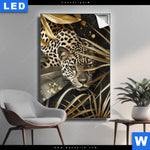 Leuchtbild Leopard In Goldener Tarnung Hochformat Produktvorschau mit dem Bild Leopard in goldener Tarnung im Format Hochformat.