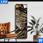 Leuchtbild Leopard In Goldener Tarnung Schmal Produktvorschau mit dem Bild Leopard in goldener Tarnung im Format Schmal.