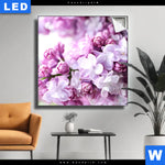 Leuchtbild Lila Fliederblueten Quadrat Produktvorschau mit dem Bild Lila Fliederblüten im Format Quadrat.