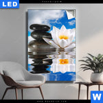 Leuchtbild Lilie Zensteine Hochformat Produktvorschau mit dem Bild Lilie & Zensteine im Format Hochformat.