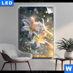 Leuchtbild Lilien Im Morgenlicht Hochformat Produktvorschau mit dem Bild Lilien im Morgenlicht im Format Hochformat.