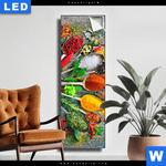 Leuchtbild Loeffel Mit Kraeutern Und Gewuerzen Schmal Produktvorschau mit dem Bild Löffel mit Kräutern und Gewürzen im Format Schmal.