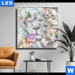 Leuchtbild Loewe Blumen Quadrat Produktvorschau mit dem Bild Löwe & Blumen im Format Quadrat.