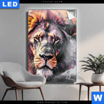 Leuchtbild Loewe Im Farbensturm Hochformat Produktvorschau mit dem Bild Löwe im Farbensturm im Format Hochformat.