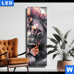 Leuchtbild Loewe Im Farbensturm Schmal Produktvorschau mit dem Bild Löwe im Farbensturm im Format Schmal.