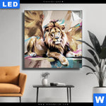 Leuchtbild Loewe Koenig Der Tiere Quadrat Produktvorschau mit dem Bild Löwe - König der Tiere im Format Quadrat.