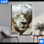 Leuchtbild Loewe Sanft Umhuellt Hochformat Produktvorschau mit dem Bild Löwe sanft umhüllt im Format Hochformat.