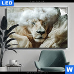 Leuchtbild Loewe Sanft Umhuellt Querformat Produktvorschau mit dem Bild Löwe sanft umhüllt im Format Querformat.