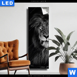 Leuchtbild Loewe Schwarzweiss Schmal Produktvorschau mit dem Bild Löwe Schwarzweiß im Format Schmal.