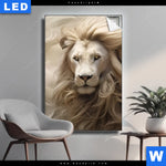 Leuchtbild Loewenkopf Mit Weisser Maehne Hochformat Produktvorschau mit dem Bild Löwenkopf mit weißer Mähne im Format Hochformat.