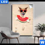 Leuchtbild Lustiger Hund Am Strand Hochformat Produktvorschau mit dem Bild Lustiger Hund am Strand im Format Hochformat.