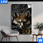 Leuchtbild Luxurioeser Fuchs Mit Blumen Hochformat Produktvorschau mit dem Bild Luxuriöser Fuchs mit Blumen im Format Hochformat.