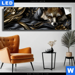 Leuchtbild Luxurioeser Fuchs Mit Blumen Panorama Produktvorschau mit dem Bild Luxuriöser Fuchs mit Blumen im Format Panorama.
