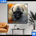 Leuchtbild Maechtiger Bueffel Quadrat Produktvorschau mit dem Bild Mächtiger Büffel im Format Quadrat.