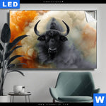 Leuchtbild Maechtiger Bueffel Querformat Produktvorschau mit dem Bild Mächtiger Büffel im Format Querformat.