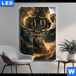 Leuchtbild Magischer Hirsch Im Sternenlicht Hochformat Produktvorschau mit dem Bild Magischer Hirsch im Sternenlicht im Format Hochformat.