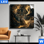 Leuchtbild Magischer Hirsch Im Sternenlicht Quadrat Produktvorschau mit dem Bild Magischer Hirsch im Sternenlicht im Format Quadrat.