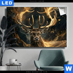 Leuchtbild Magischer Hirsch Im Sternenlicht Querformat Produktvorschau mit dem Bild Magischer Hirsch im Sternenlicht im Format Querformat.