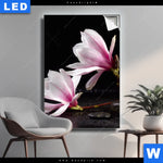 Leuchtbild Magnolien Zen Steine Hochformat Produktvorschau mit dem Bild Magnolien & Zen Steine im Format Hochformat.