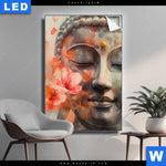 Leuchtbild Meditativer Buddha In Blumen Hochformat Produktvorschau mit dem Bild Meditativer Buddha in Blumen im Format Hochformat.