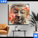 Leuchtbild Meditativer Buddha In Blumen Quadrat Produktvorschau mit dem Bild Meditativer Buddha in Blumen im Format Quadrat.