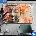 Leuchtbild Meditativer Buddha In Blumen Querformat Produktvorschau mit dem Bild Meditativer Buddha in Blumen im Format Querformat.