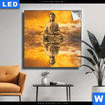 Leuchtbild Meditierender Buddha Am See Quadrat Produktvorschau mit dem Bild Meditierender Buddha am See im Format Quadrat.